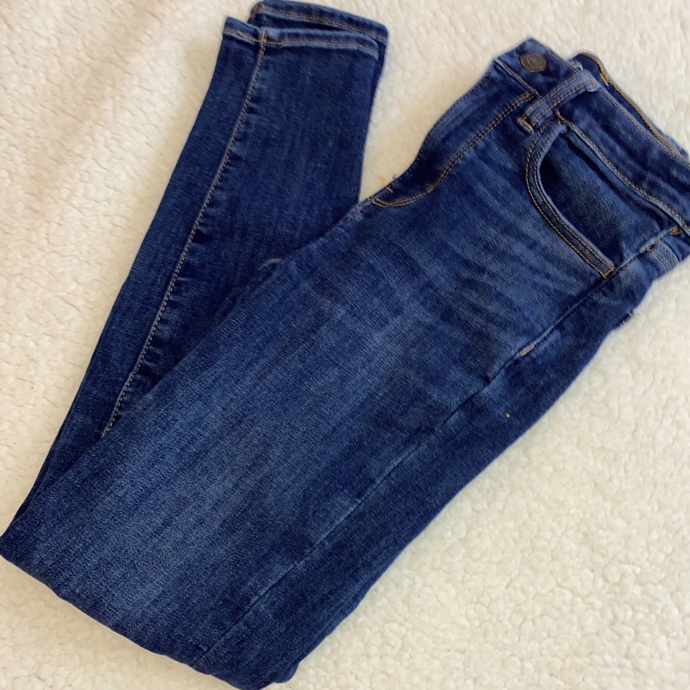 Plain blue skinny jeans